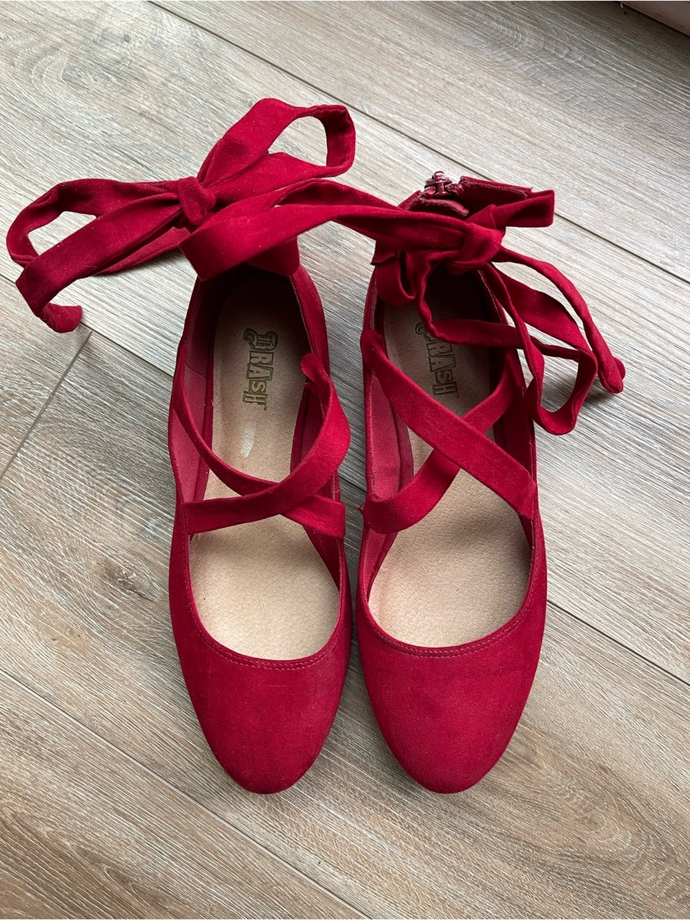 Red Ankle Strap Ballet Flats